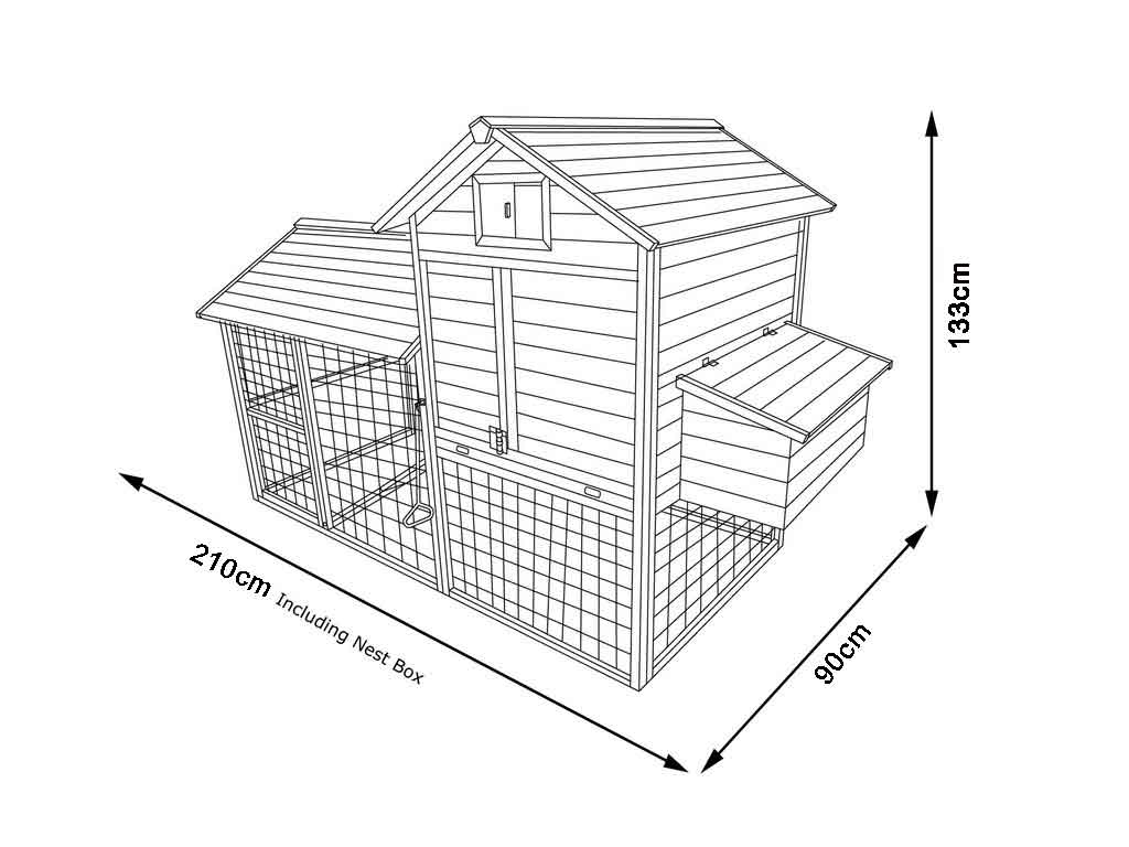 LARGE 7FT COCOON CHICKEN HEN HOUSE COOP POULTRY ARK RUN - ROOF OPENS ...